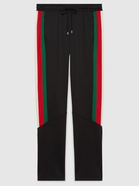 size M Gucci Neoprene Track Pants Web Black Red Green White Slim Track Trousers